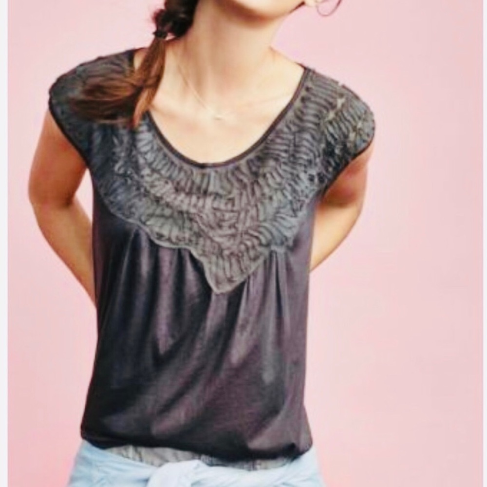 Anthropologie Bibbed Verona Tee by Meadow Rue